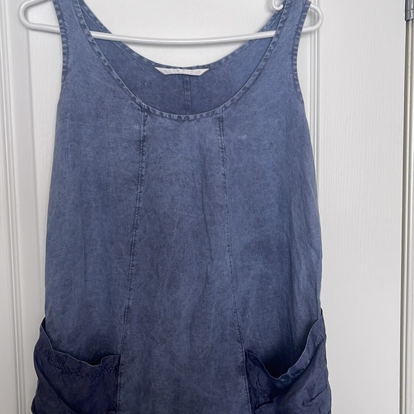 Luna Luz Lagenlook Sleeveless Pocket Washed Linen Dress - Picture 11 of 13